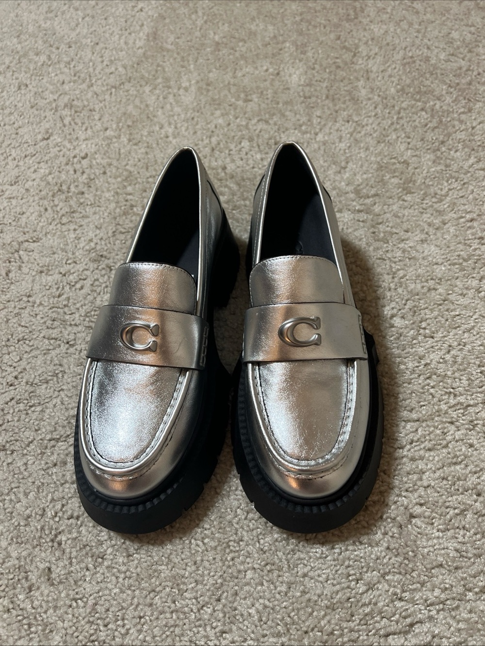 Coach Metallic Silver Women Shoes/loafers/size 8/new - Picture 11 of 11